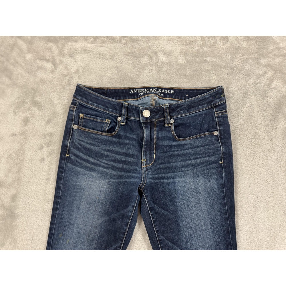 American Eagle Outfitters Jeans‎ Womens 8 Blue Skinny Viscose Stretch Whiskered - Picture 8 of 16